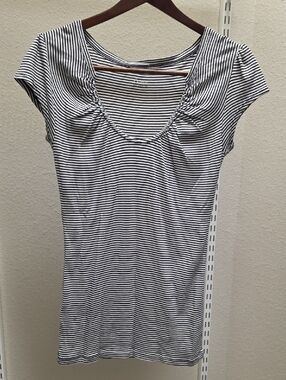 Express Black & White Striped Scoop Neck Tee